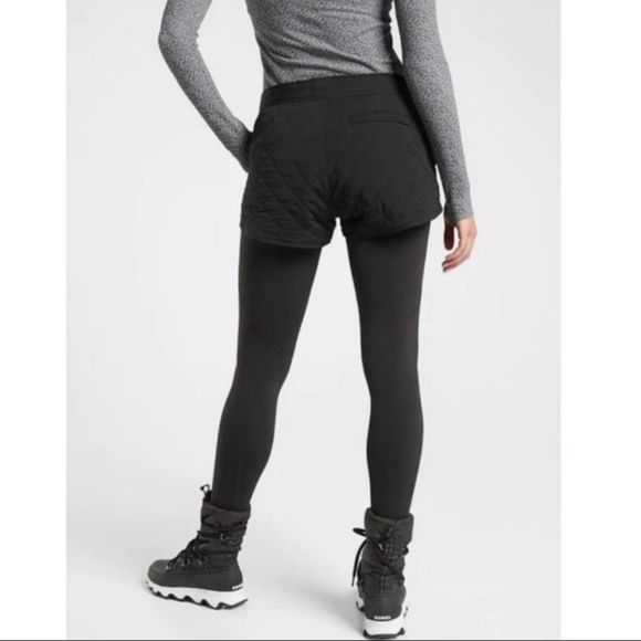 Athleta Ski Shorts Black Size 8 New Apres Toasty Buns Insulated Womens Winter - Picture 2 of 7